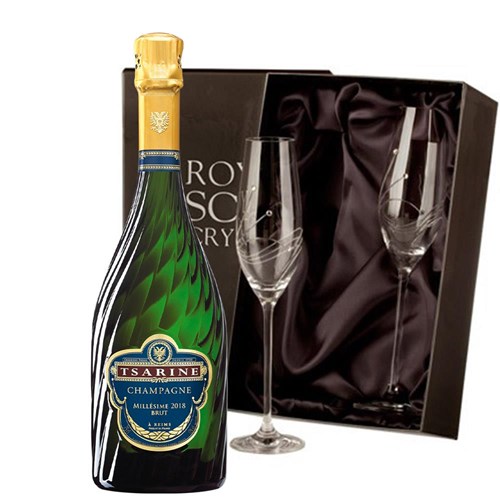 Tsarine Millesime 2008 Brut Champagne 75cl With Diamante Crystal Flutes